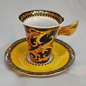 Versace By Rosenthal Gold and Black Cup And Saucer Set